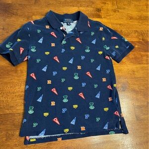 Polo Ralph Lauren Kids Polo Shirt with Colorful Flags size small 8 100% cotton